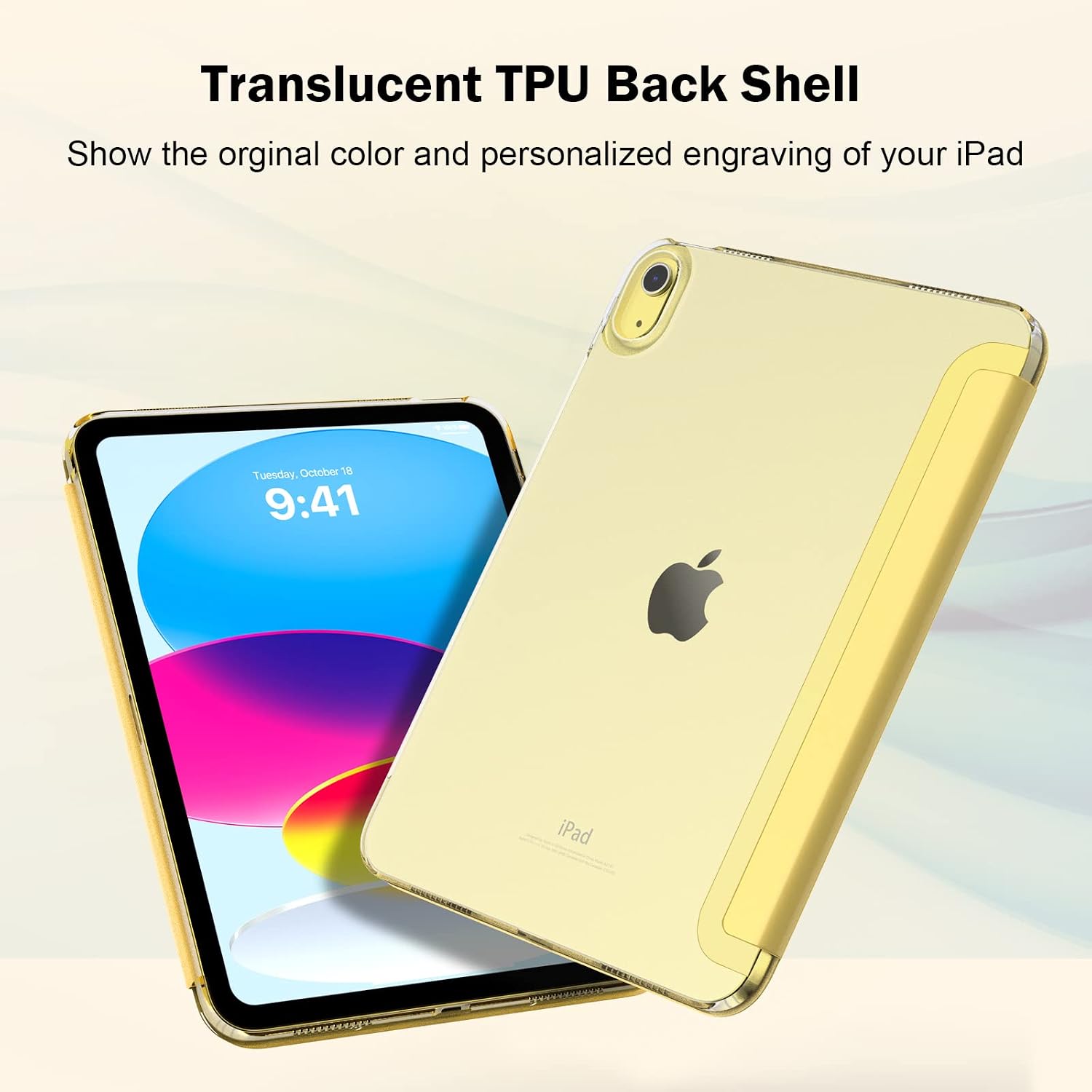 Thumbnail 3 de TiMOVO Case for iPad A16 11th Gen / 10th Gen 10.9in (2022) – Slim Translucent TPU Back with Auto Wake/Sleep