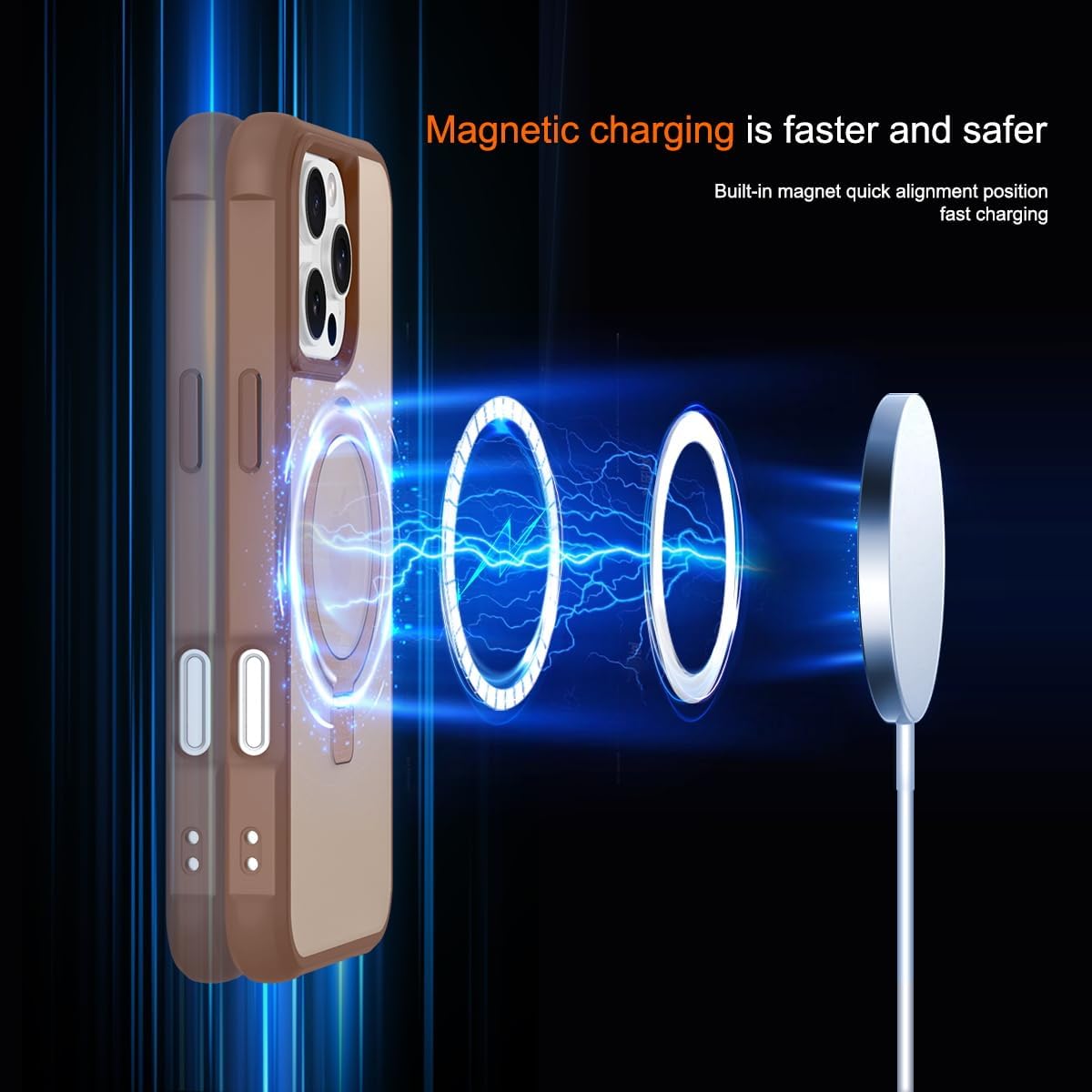 Thumbnail 2 de CHAOFEnG Magnetic Case for iPhone 16 Pro with Built-In Ring Stand (Desert Gold)