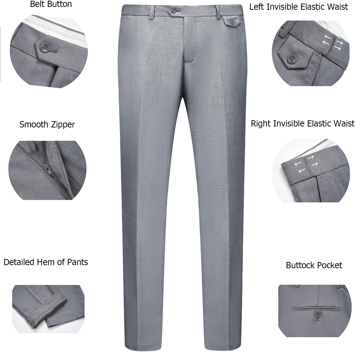 Thumbnail 4 de WULFUL Men’s 3-Piece Slim Fit Suit Set (Two-Button Blazer, Vest & Pants) for Party, Wedding & Business