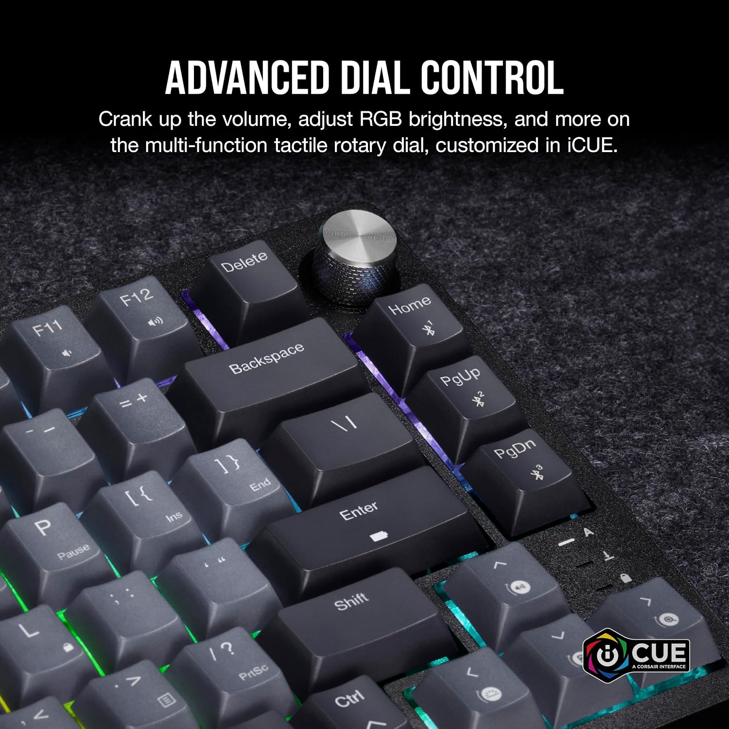 Detalle de Corsair K65 PLUS Wireless 75% RGB Mechanical Keyboard (UK Layout) with Pre-Lubricated MLX Red Switches