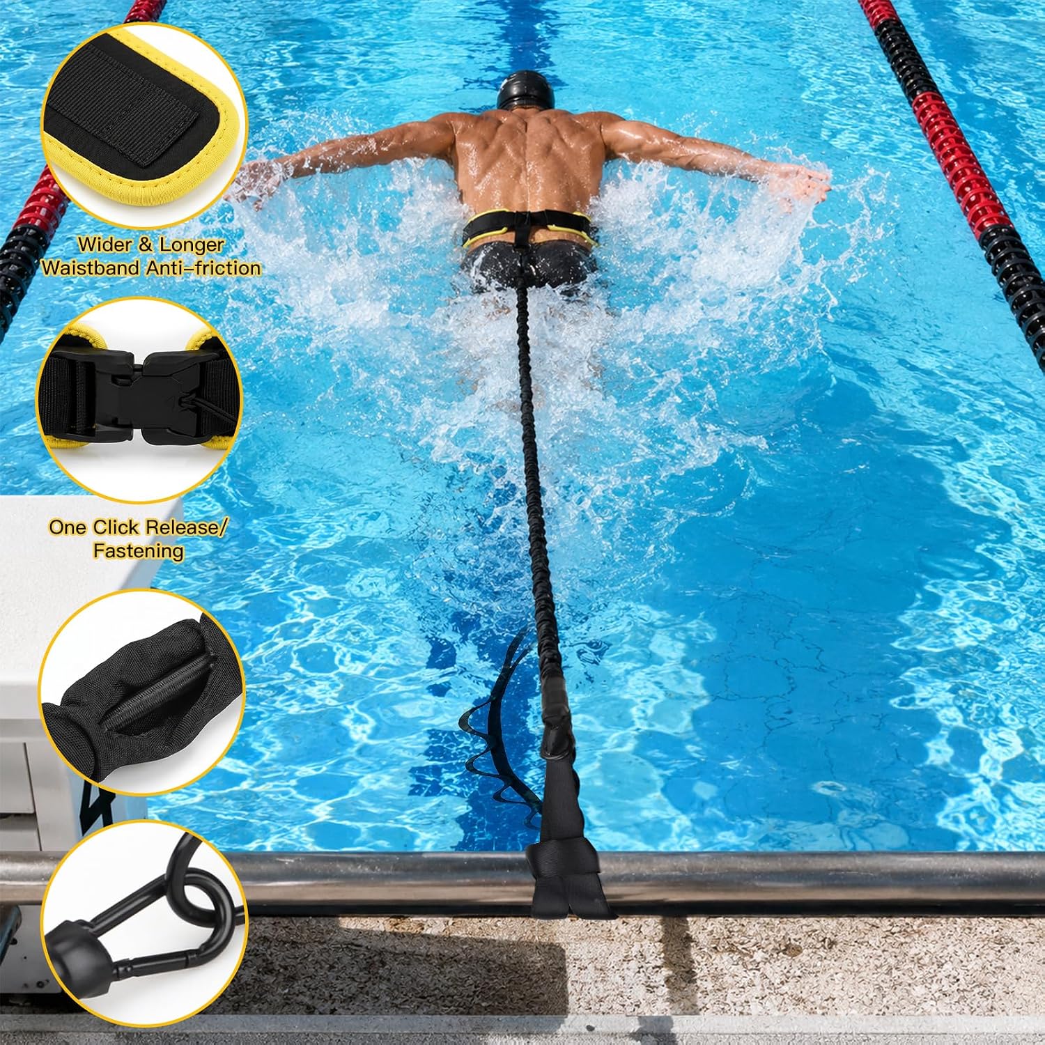 Thumbnail 4 de Premium Schwimmgürtel Erwachsene für Pool 3,5–8 m – Elastischer Gürtel für Training und Pool-Feeling