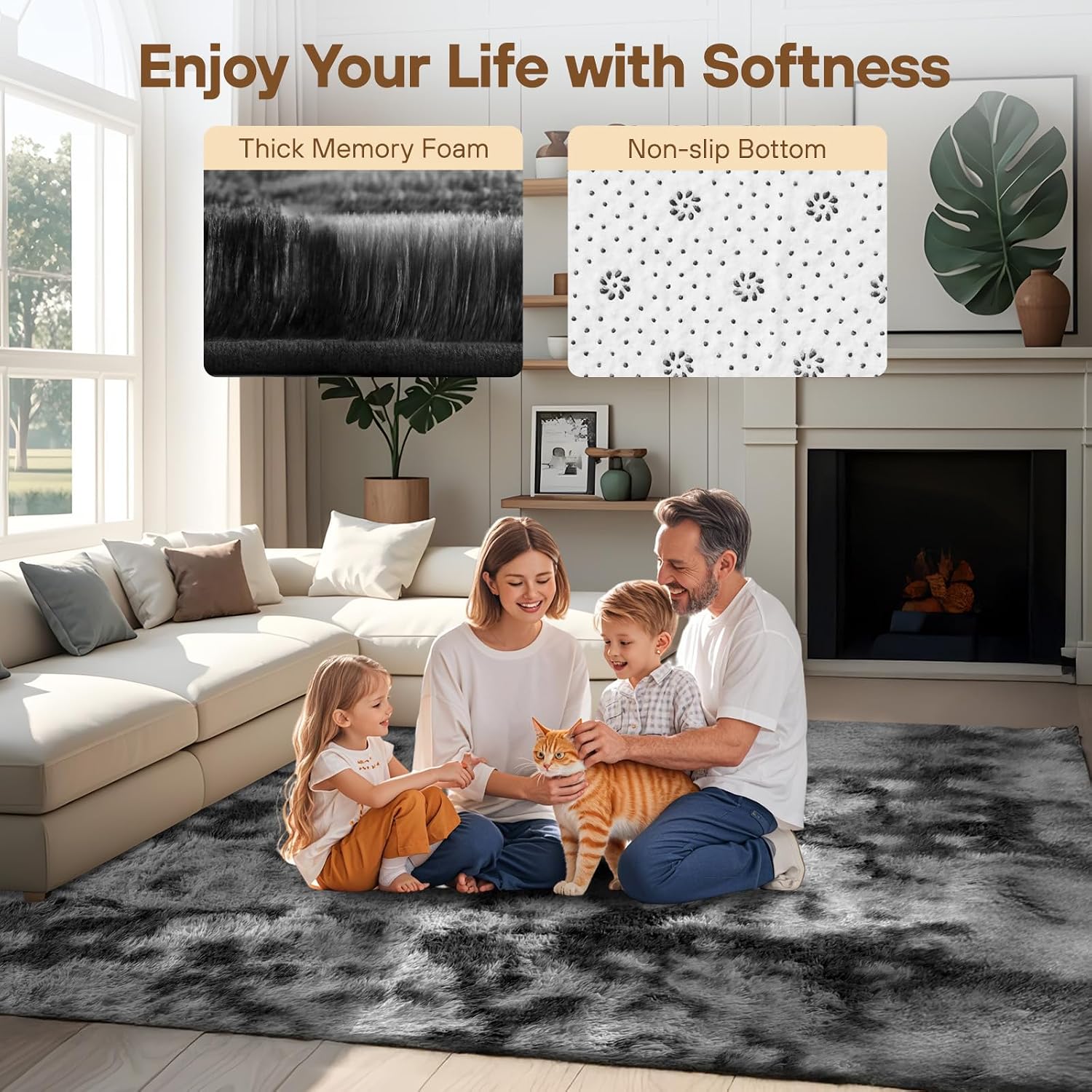 Thumbnail 5 de Untimaty Rugs 160x230cm Dark Grey shaggy rug