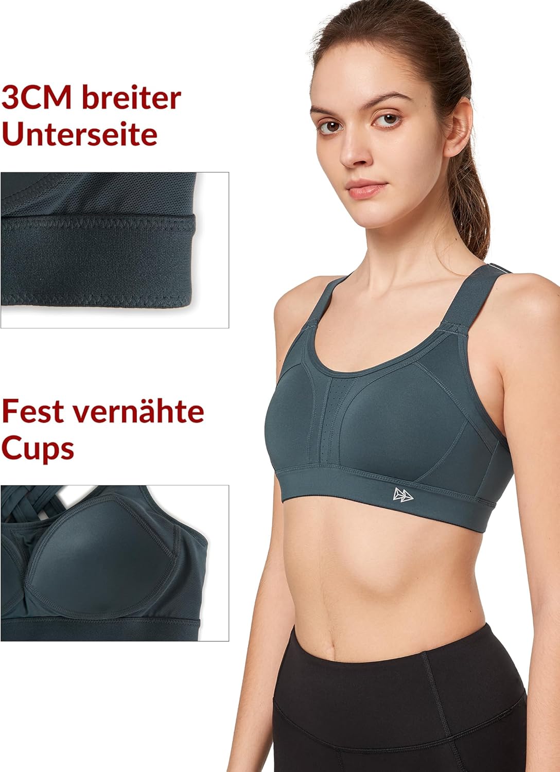 Detalle de Yvette Sport BH Starker Halt Verstellbare Träger Gekreuzt Rücken – Große Größen