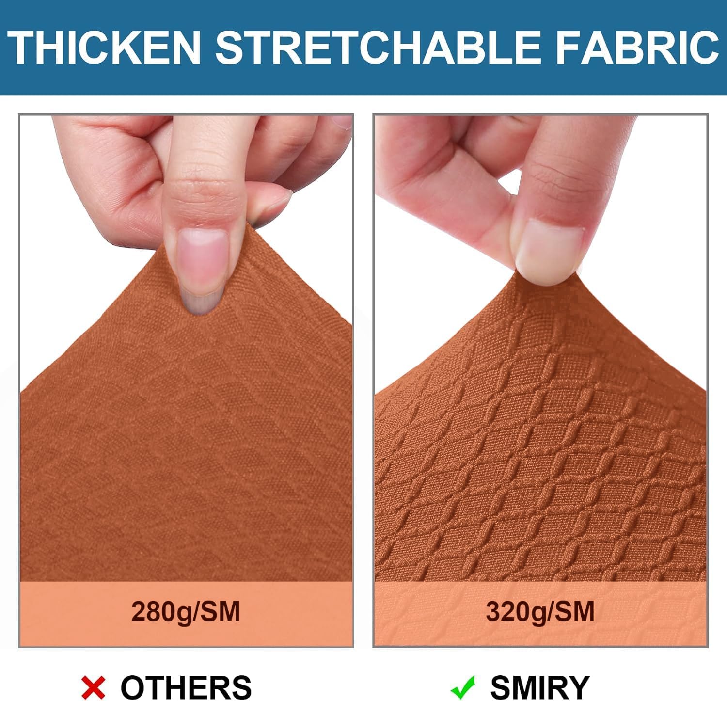 Thumbnail 3 de Smiry Waterproof Dining Chair Seat Covers, Set of 4, Rust Stretch Jacquard