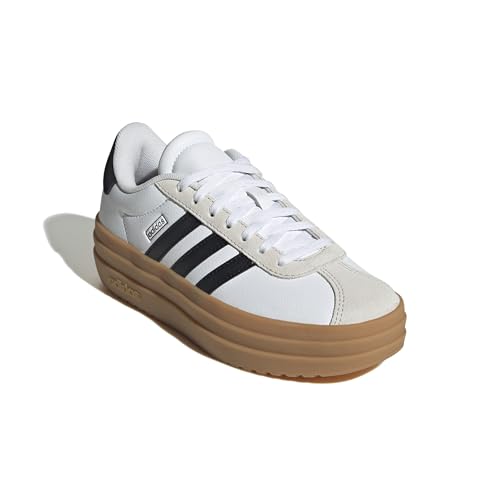 Detalle de adidas VL Court Bold Junior, scarpe da ragazzi bianche e nere con chiusura a lacci
