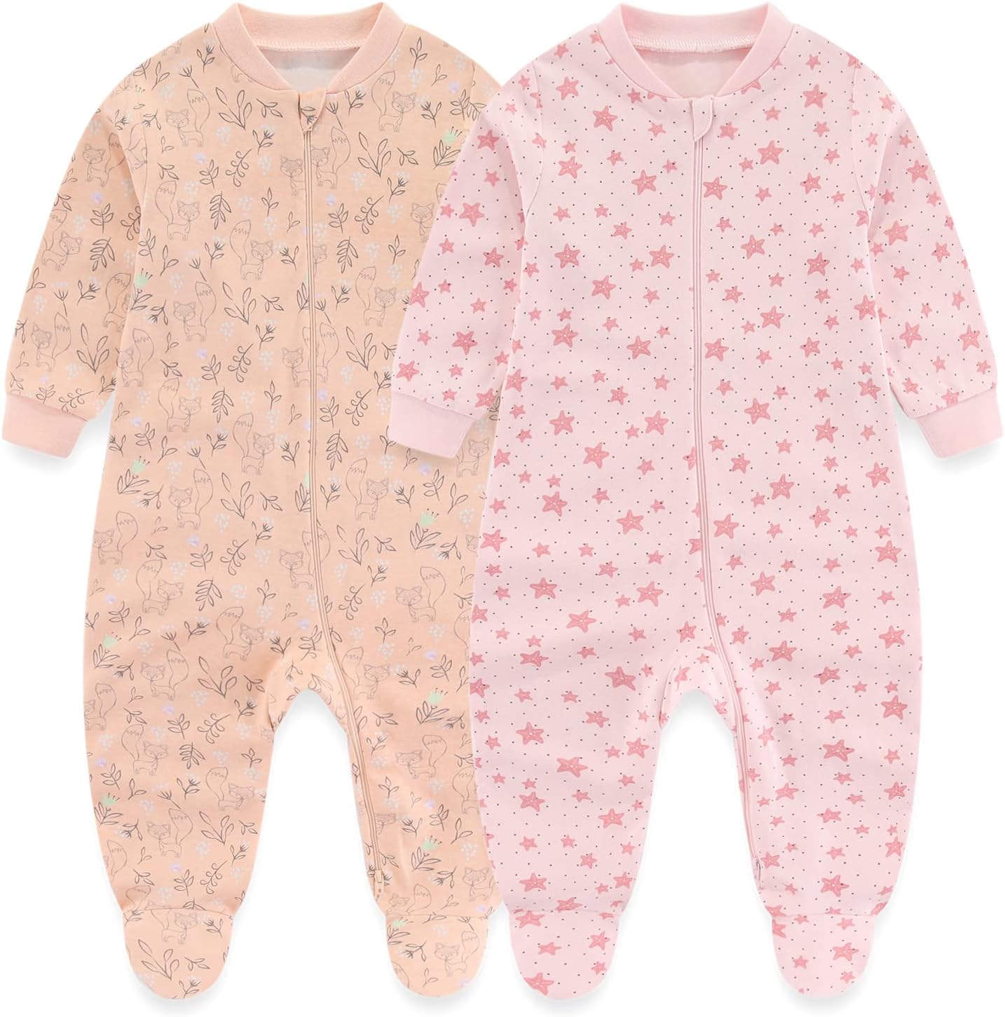 Thumbnail 6 de MAMIMAKA newborn 2-pack footed sleepsuits with 2-way zip (0–12 months)