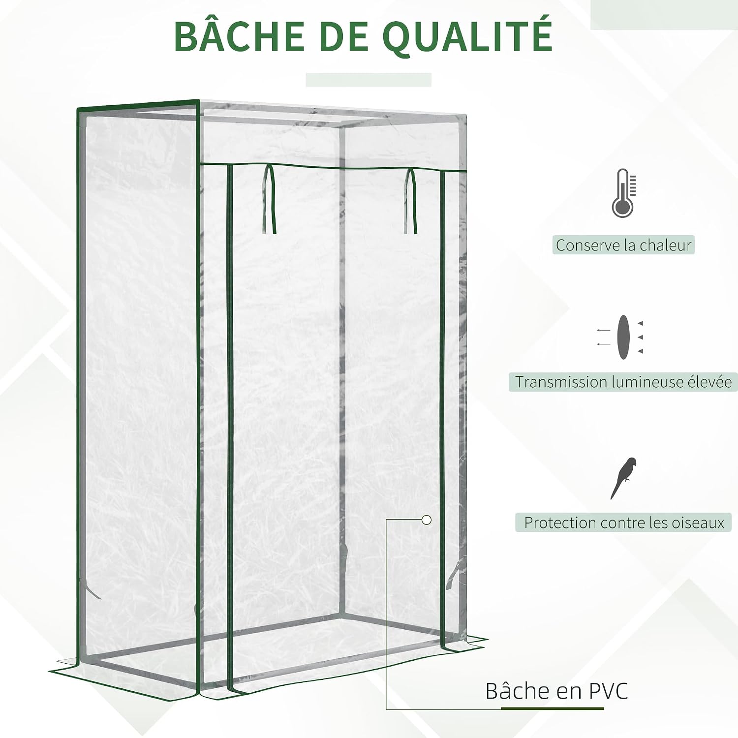 Detalle de Outsunny 845-386V02 compacte broeikas met PVC-zeil en stalen frame