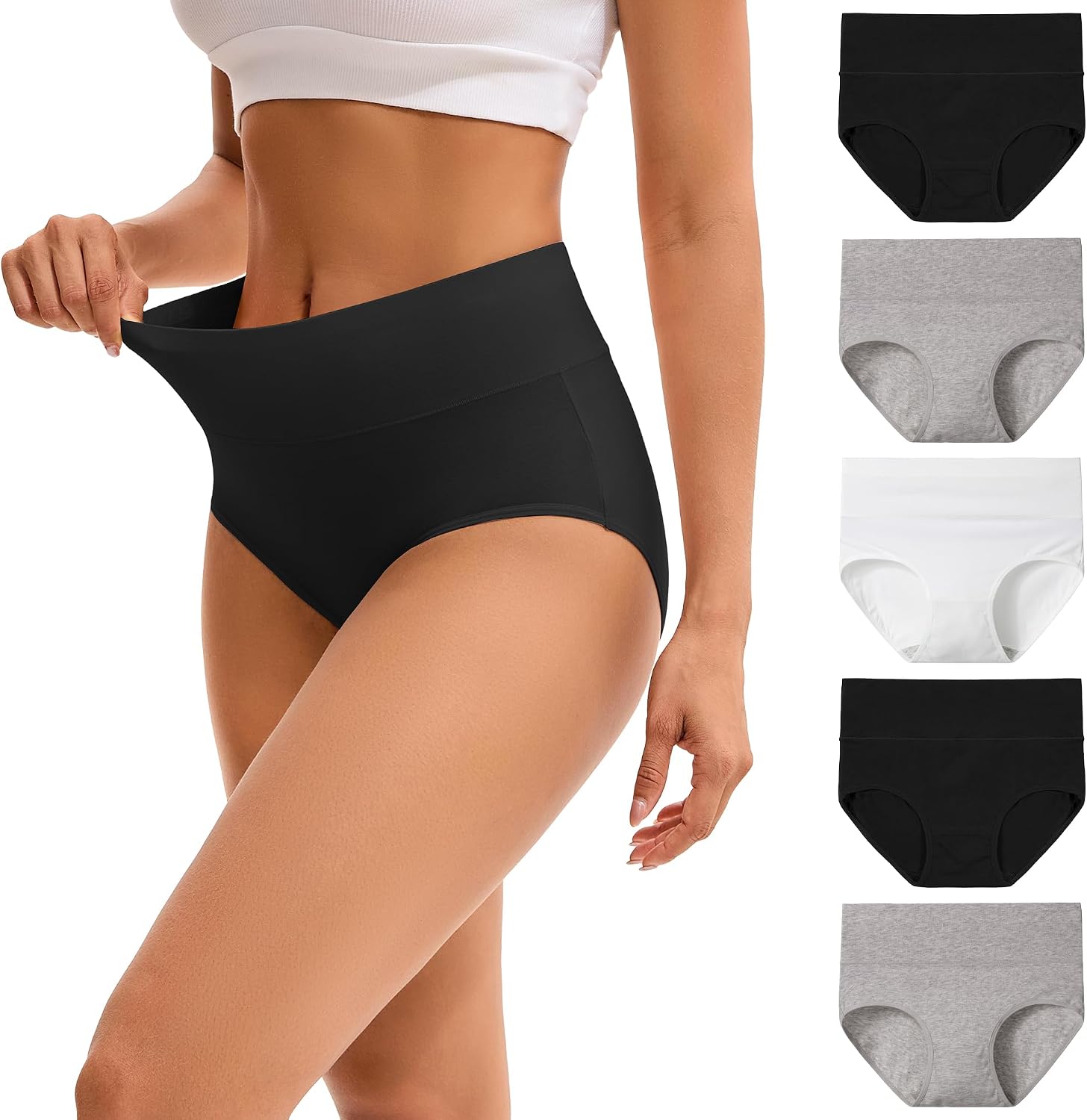 Imagen de INNERSY Women’s High Waisted Knickers (Stretch Cotton) – Full Briefs, Pack of 5 en OfertitasTOP