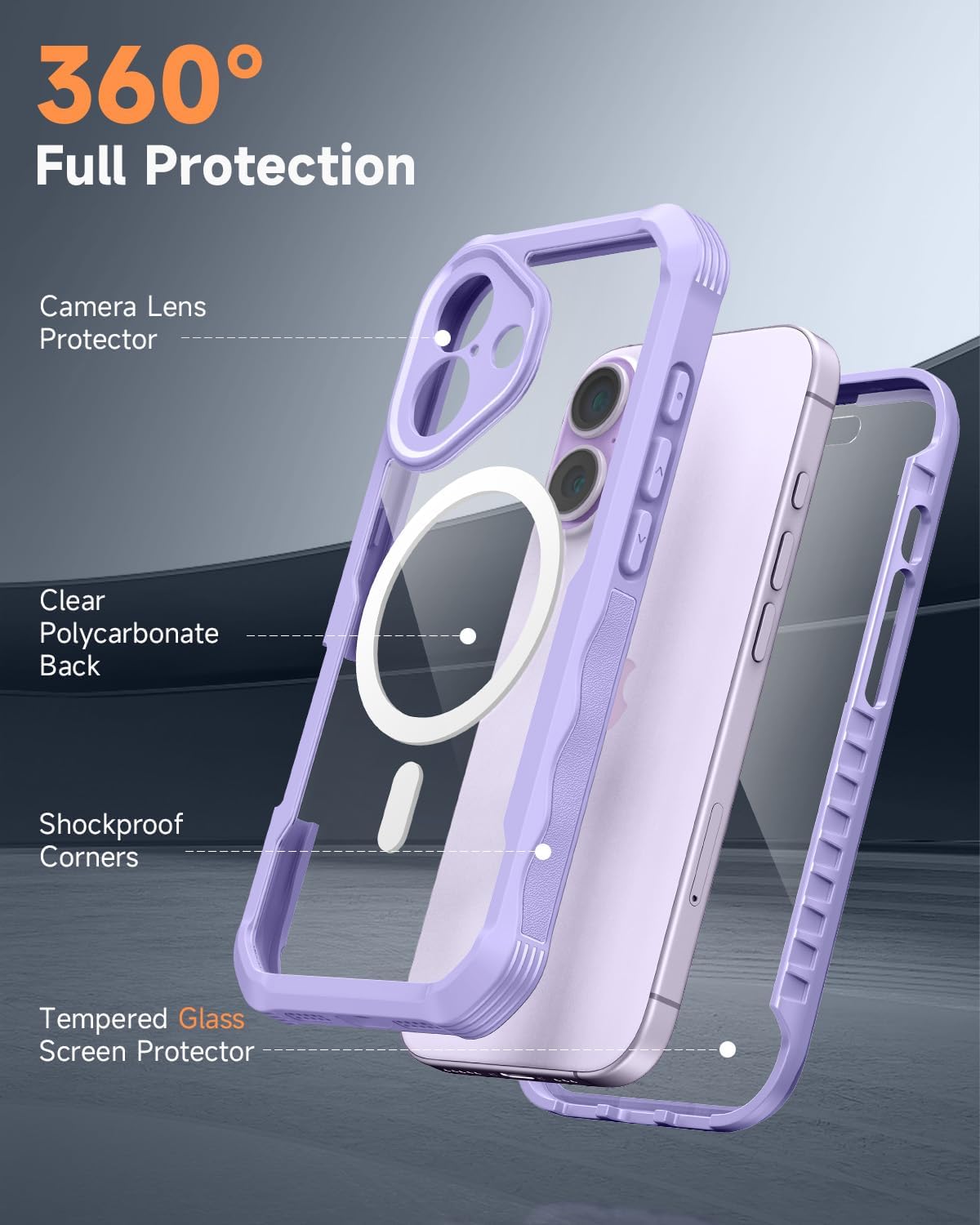 Detalle de seacosmo Magnetic Case for iPhone 17 (6.3-Inch) with Built-in 9H Tempered Glass Screen Protector and Camera Protection