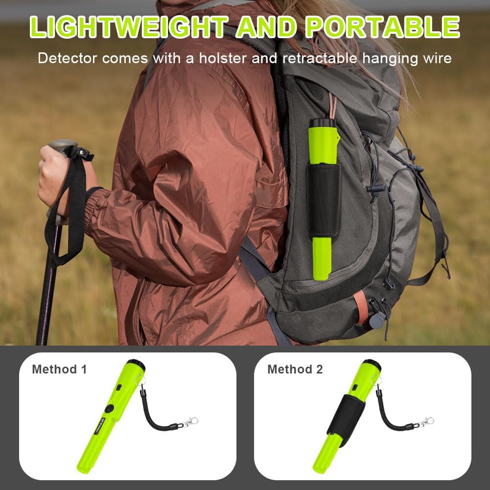 Detalle de Flintronic Metal Detector impermeabile IP66 a scansione 360° con LED e batteria 9V (verde)