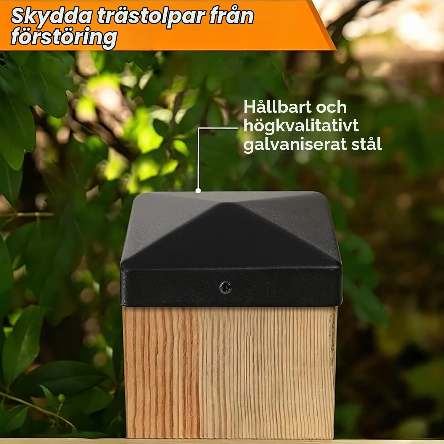 Detalle 2 de WUCHAITOO WCT-4 stolplock i svart pulverlackerat stål, 10 × 10 cm, 6-pack