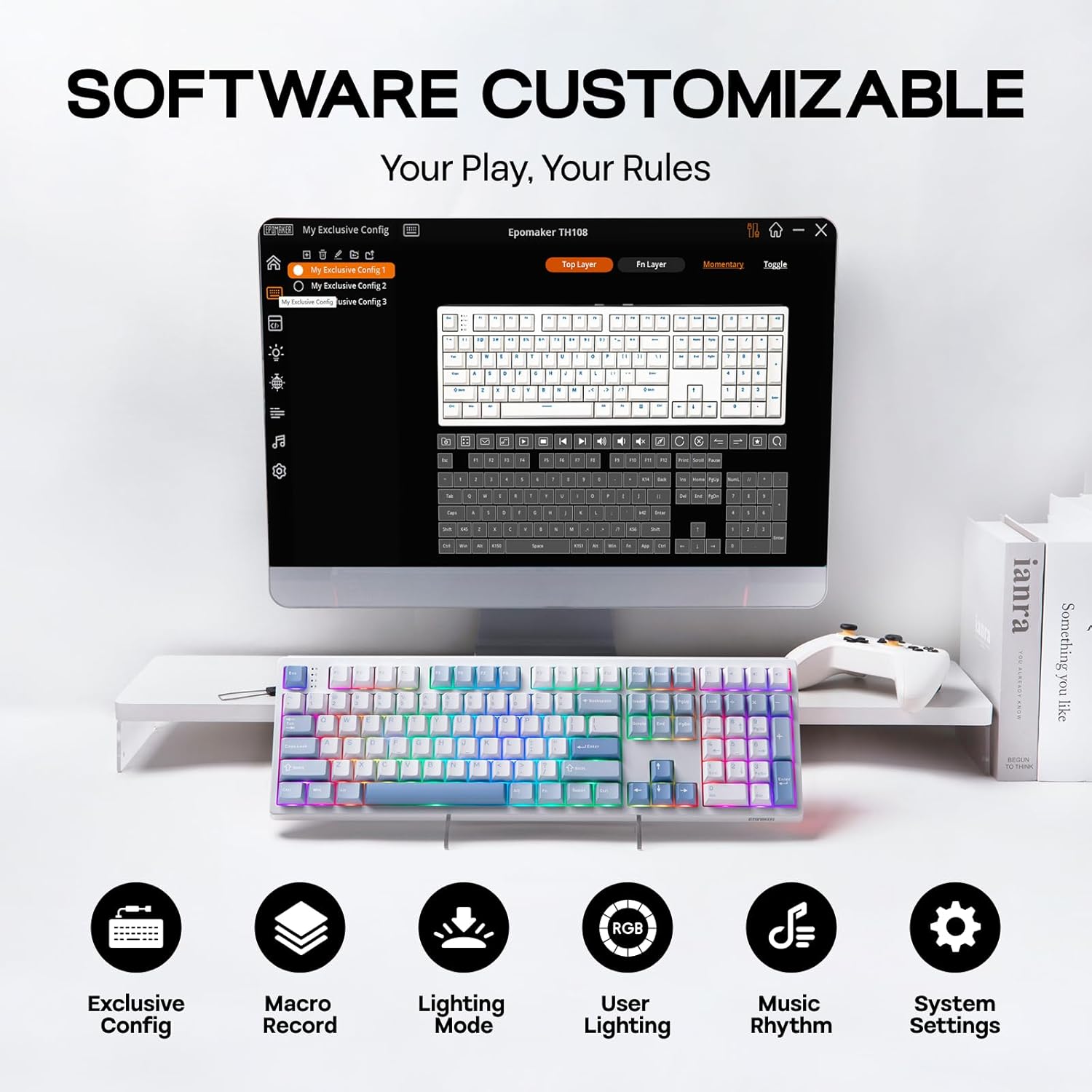 Thumbnail 6 de EPOMAKER TH108 Full-Size Mechanical Keyboard (Wireless, 108 Keys, Hot-Swap) with 8000mAh Battery