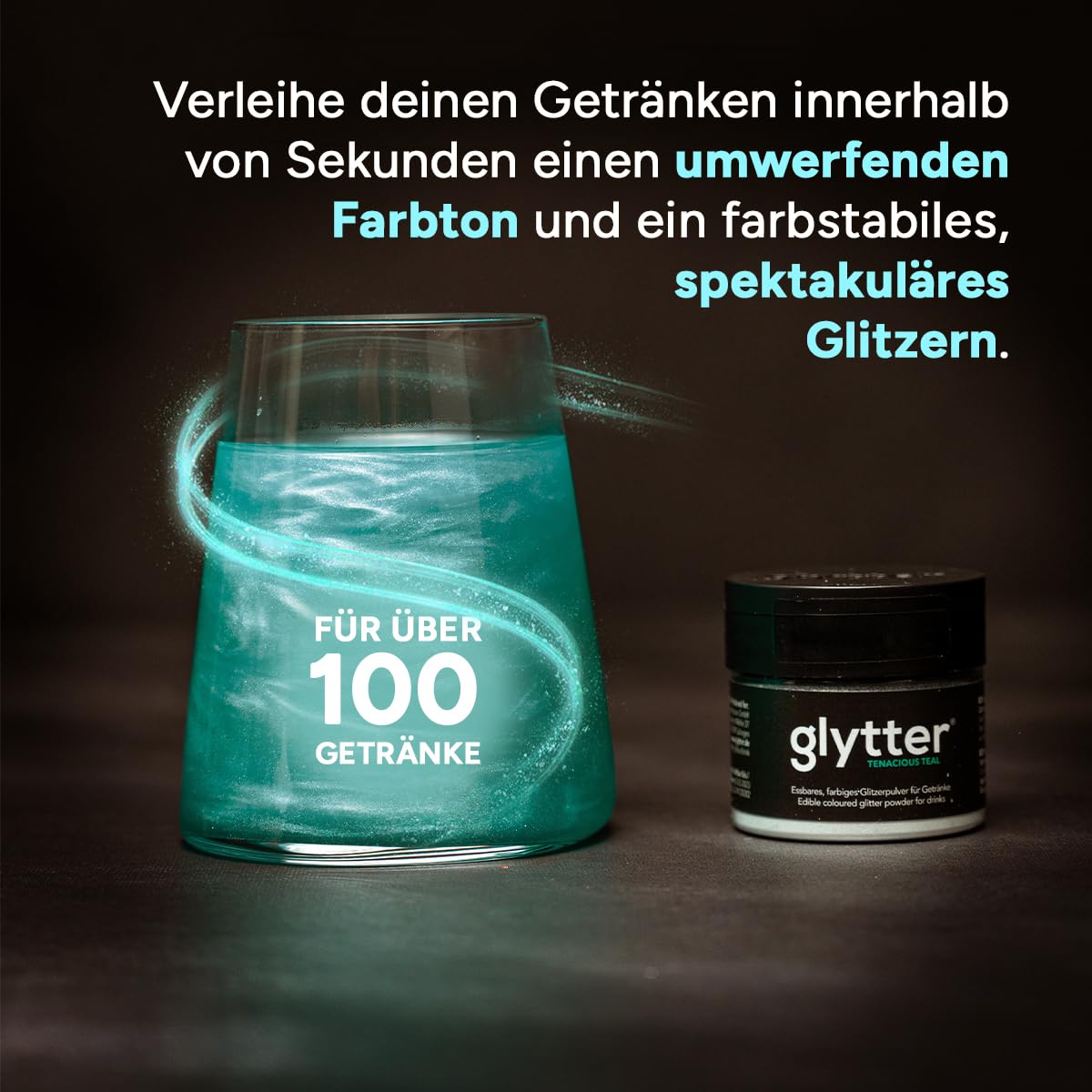 Detalle 2 de Glytter Glitzerpulver Neongrün 100 Getränke 🍹