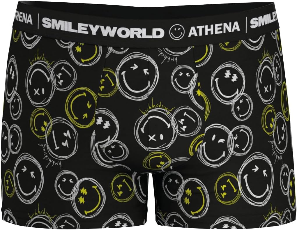 Detalle de SmileyWorld® Athena – Boxer homme imprimé, confort stretch pour le quotidien