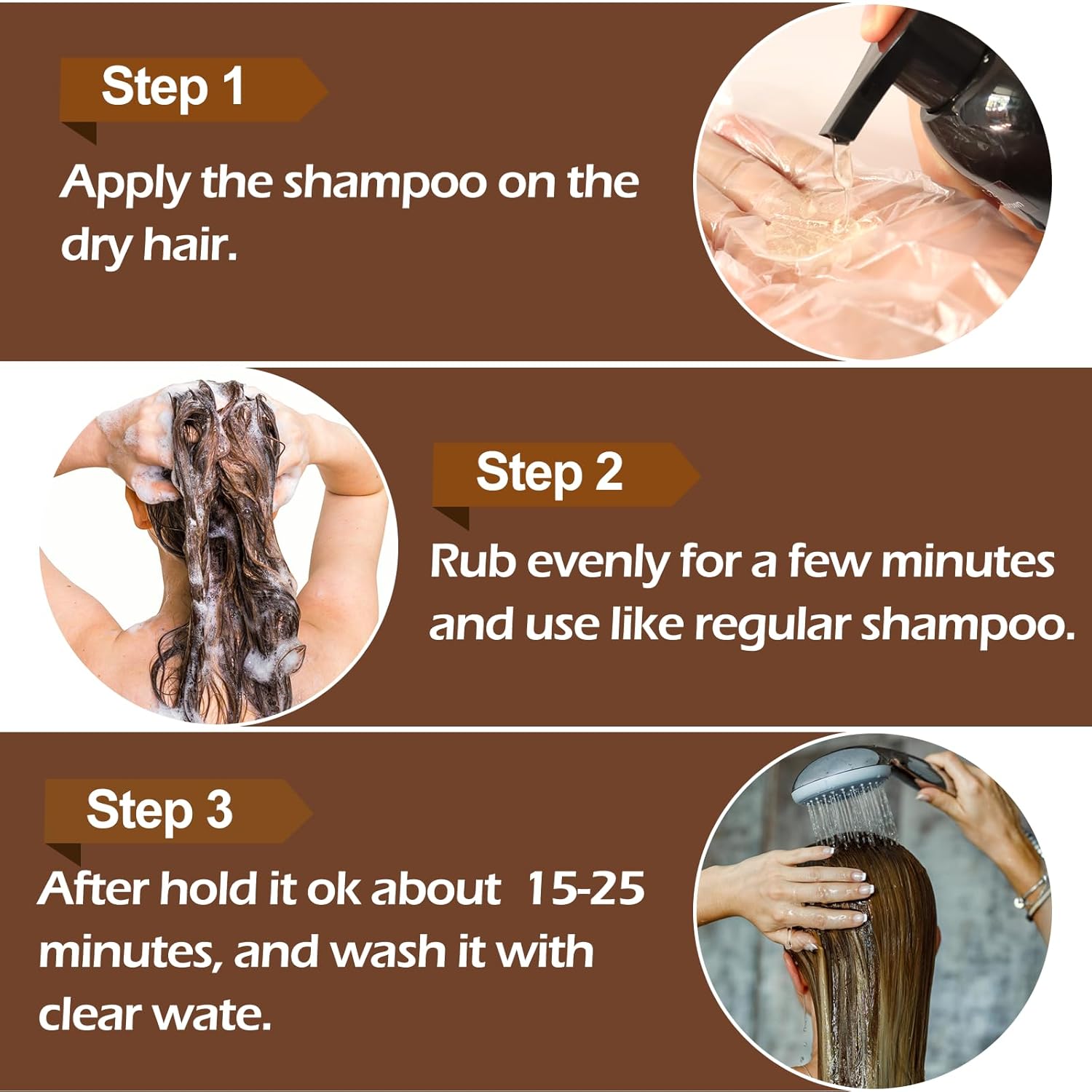 Detalle de Haarfärbeshampoo 3in1 Kastanienbraun 500 ml