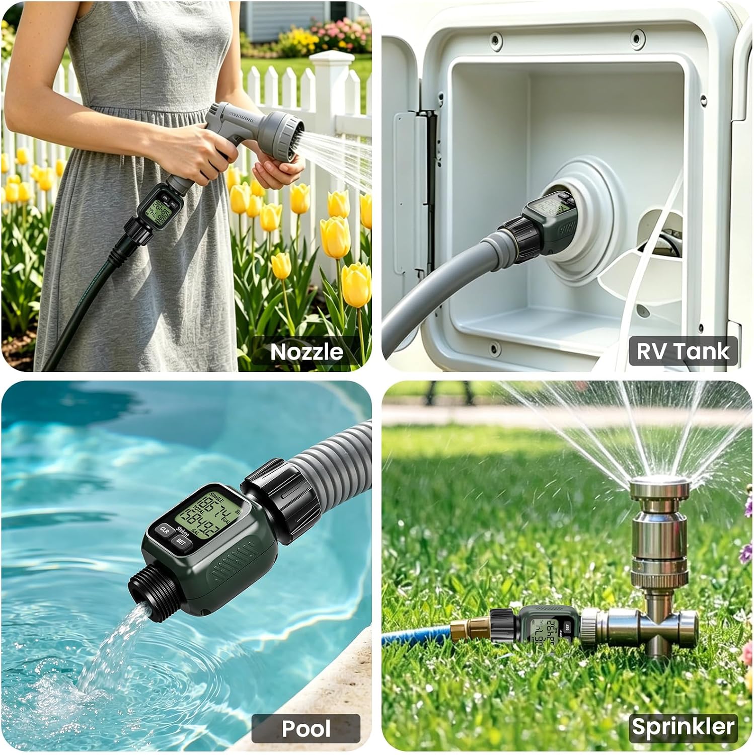 Detalle de Shrivee Misuratore di portata dell'acqua digitale: controllo preciso e pratico per giardino e piscina