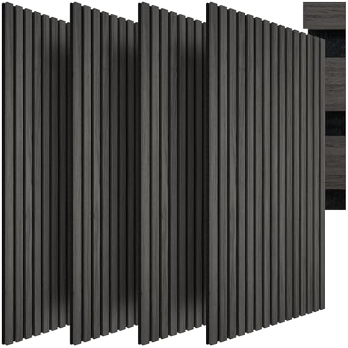 Detalle de tectake Set di 4 Pannelli Acustici Effetto Legno – Quercia Nera, Pannelli Fonoassorbenti Decorativi per Pareti e Soffitti