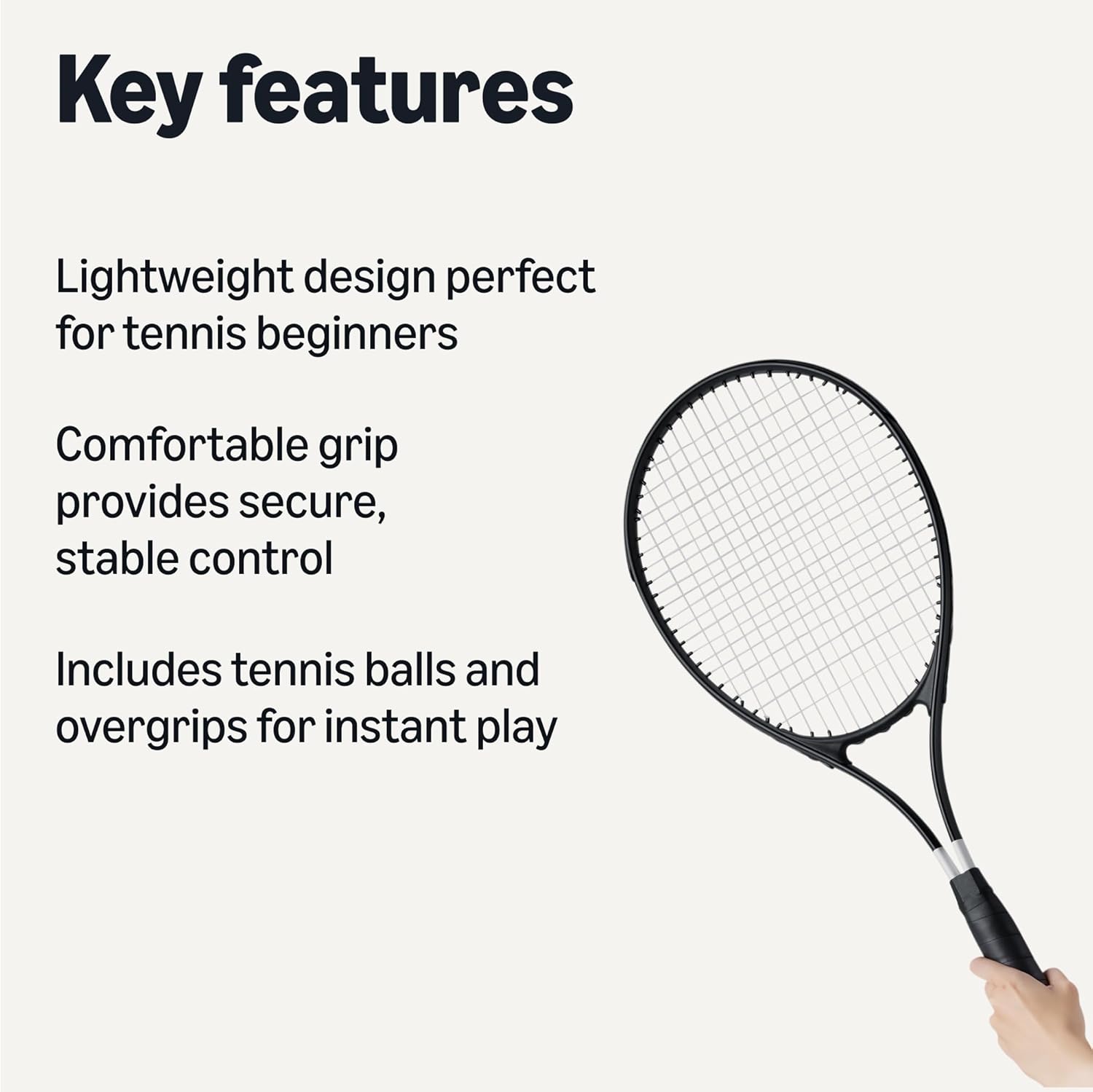 Thumbnail 1 de Amazon Basics Tennis Racket Set – 2 Adult Rackets (68.5 cm) with Balls and Overgrips