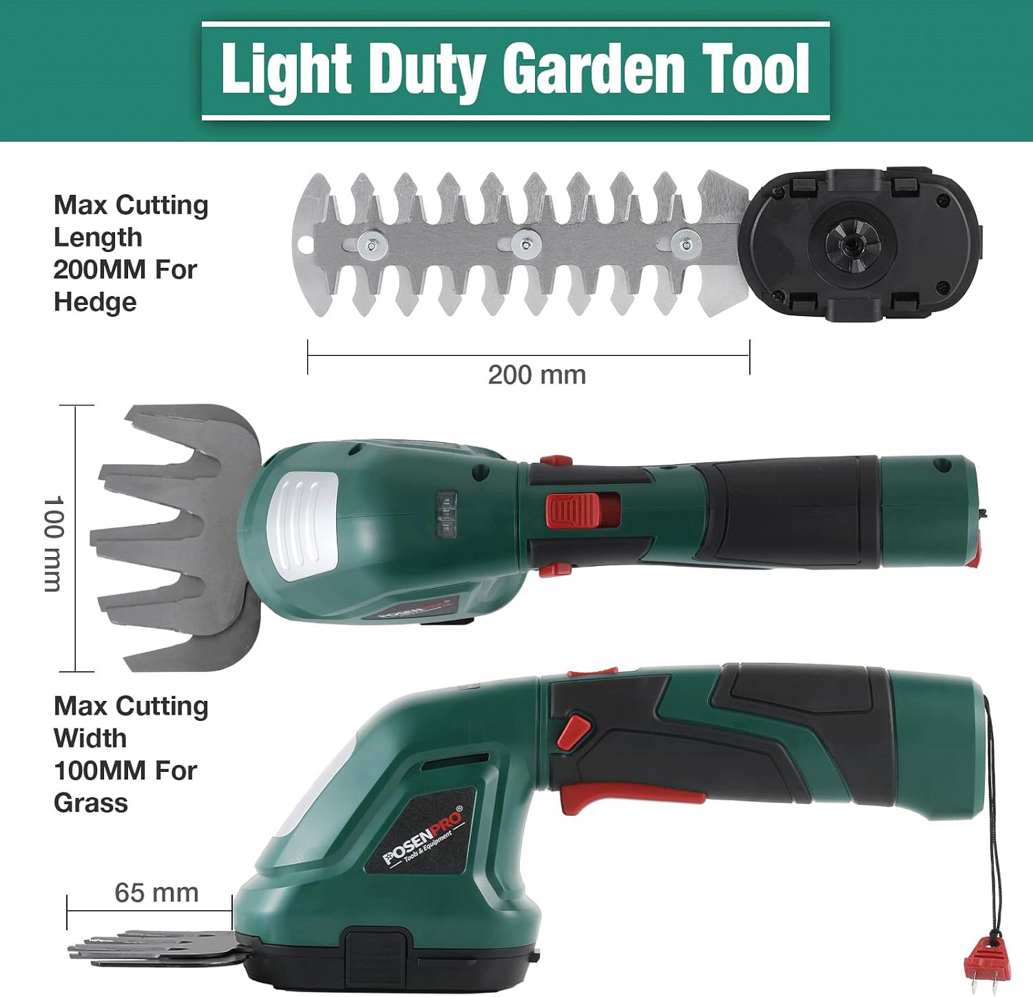 Detalle 2 de POSENPRO cordless hedge trimmer 7.2V