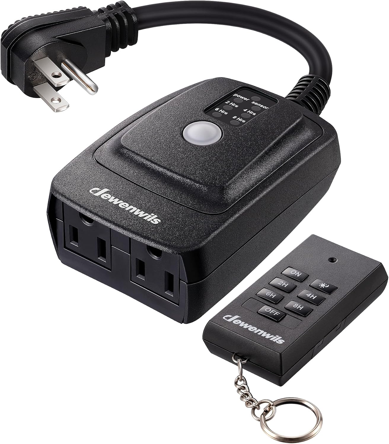 Detalle de Dewenwils ODT12B Outdoor Timer with Remote, 2 Outlets and Dusk Sensor