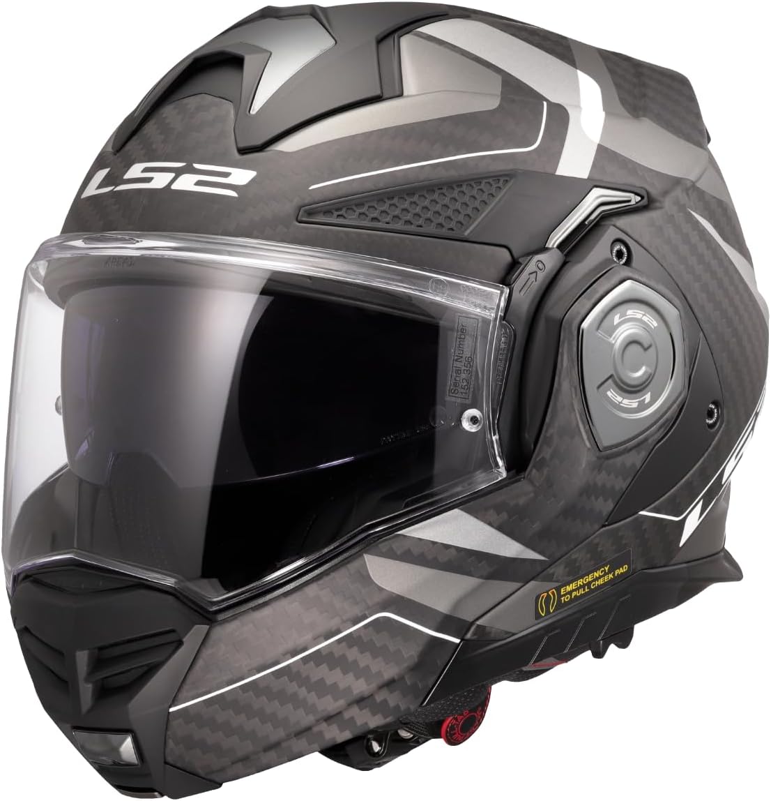 Thumbnail 2 de LS2 ADVANT X CARBON HORIZON – Modularer Motorradhelm, Carbon, Matt Silver Grey, Größe XL