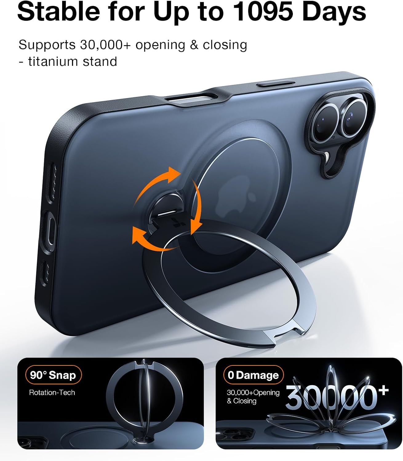 Thumbnail 1 de TORRAS Ostand Q3 Spin for iPhone Case – 360° Rotating Ring Stand with MagSafe, 12FT Drop Protection