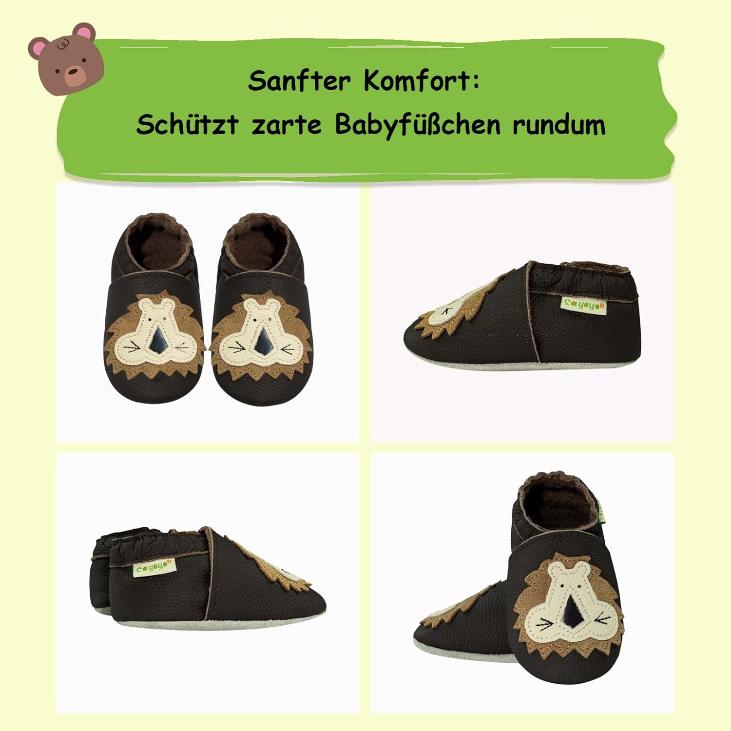 Thumbnail 4 de SAYOYO Weiche Leder Krabbelschuhe – Baby Laufschuhe mit rutschfester Sohle