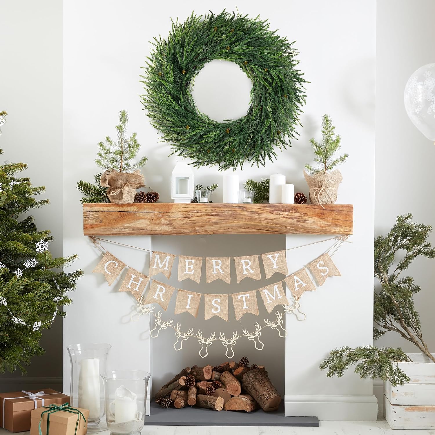 Thumbnail 5 de SEVENLOVE Cedar 30-inch Artificial Norfolk Pine Wreath, Green Year-Round Decor
