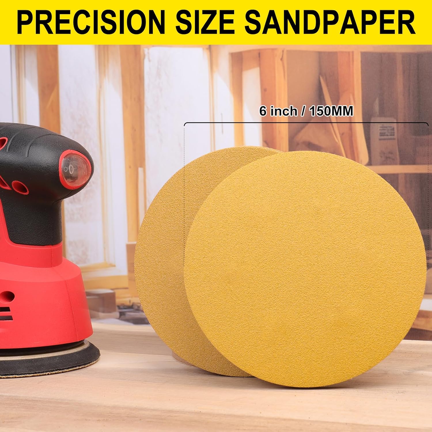 Thumbnail 1 de Sruhrak 150mm Hook-and-Loop Sanding Discs (6 inch), 100 Pack, Assorted Grits