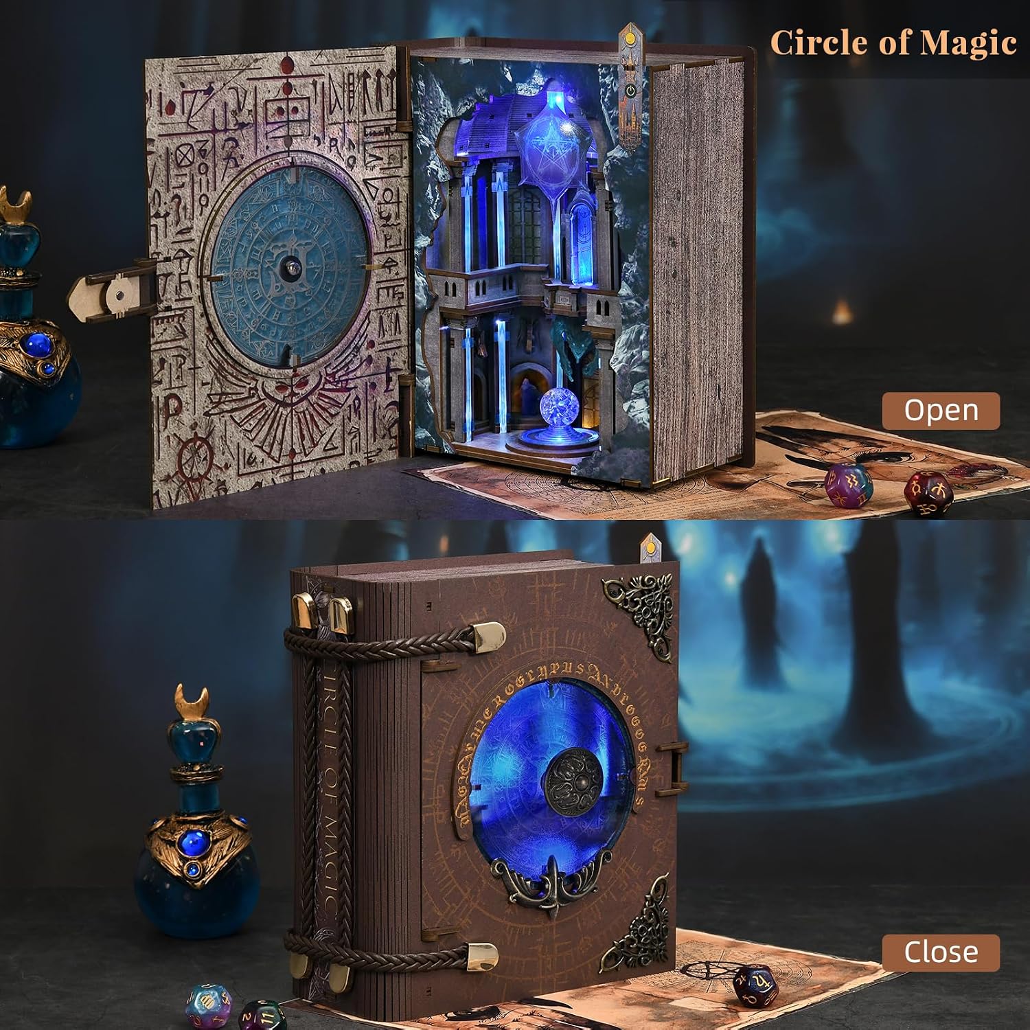 Detalle de MiniCity MiniCity DIY Book Nook Kit – Booknook-Hausmodell mit LED (Circle of Magic)
