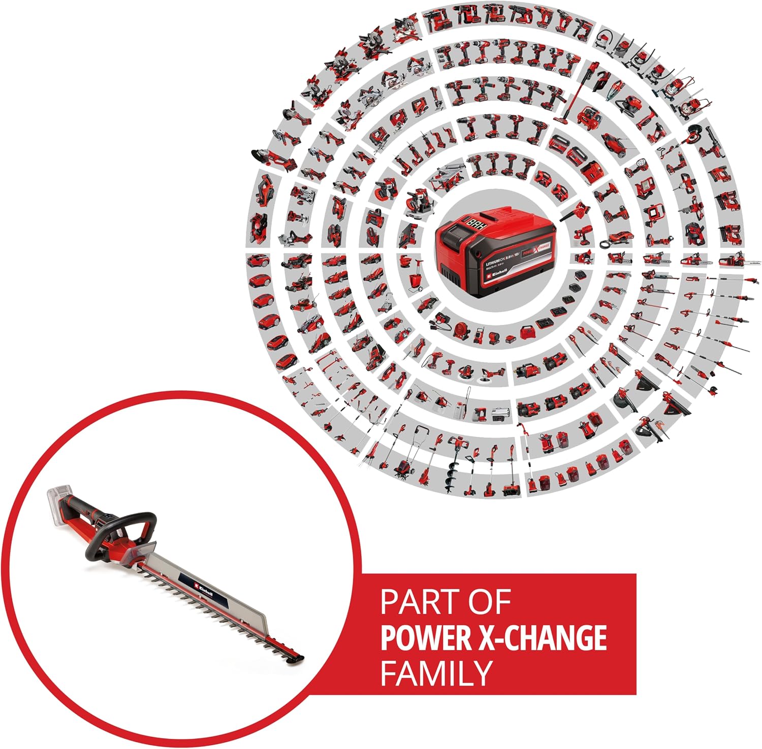 Detalle de Einhell Professional Akku-Heckenschere GP-CH 18/61 Li BL-Solo Power X-Change (18 V) – kompakt, stark und flexibel