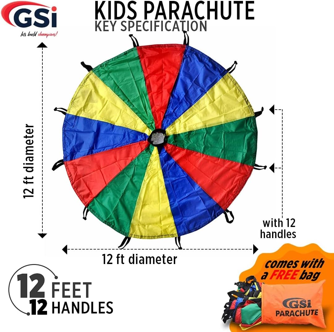 Thumbnail 1 de GSi Kids Play Parachute Rainbow Parachute Toy Tent – 12 Feet