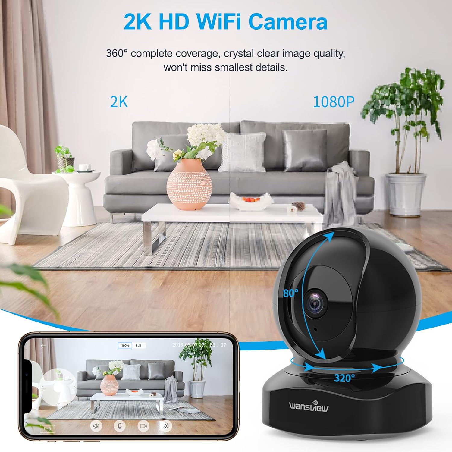 Detalle de Wansview IP Camera 1080P — WiFi Indoor Camera
