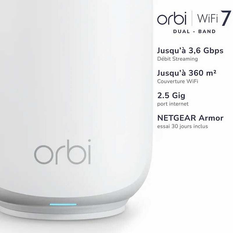 Detalle de Netgear Orbi 2 Nodos: WiFi 7 de 3500 Mbps para 240 m²