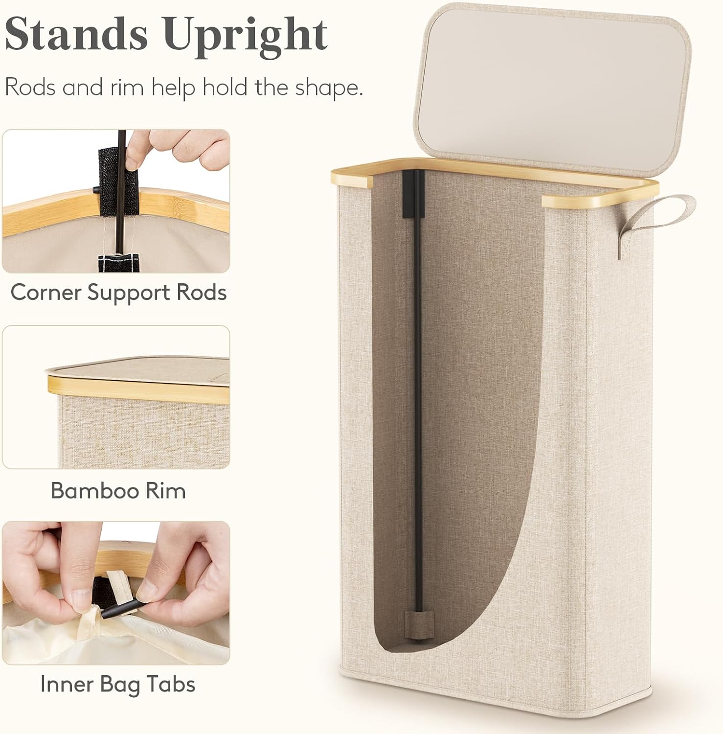 Detalle 2 de Lifewit Slim Laundry Hamper 75L