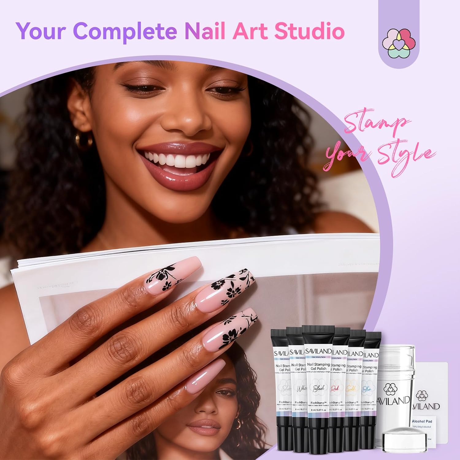 Thumbnail 6 de SAVILAND Nail Stamping Gel Polish Kit, 6 Colors