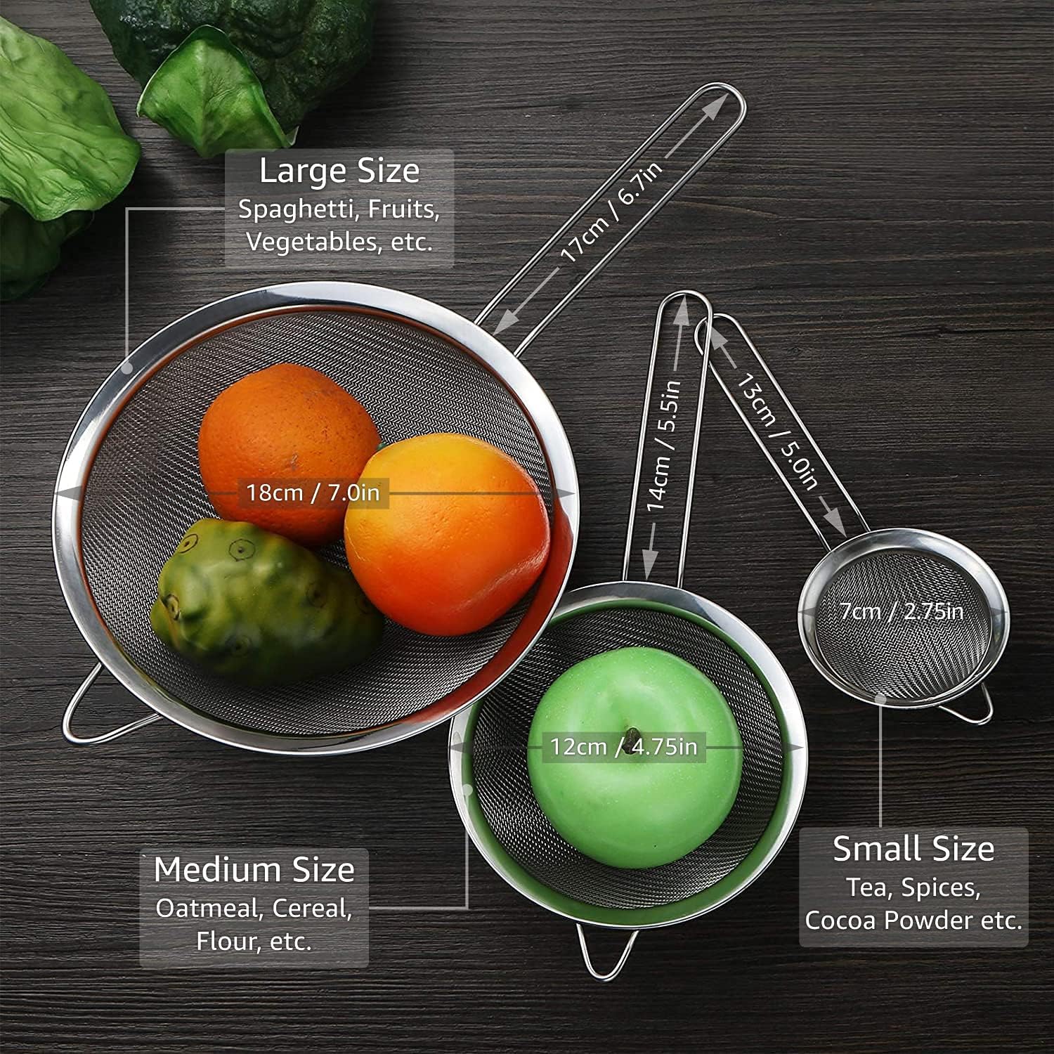 Thumbnail 5 de Sieve/Strainer (Pack of 3) | 8cm, 12cm & 18cm | Marine-Grade Stainless Steel Finest Mesh