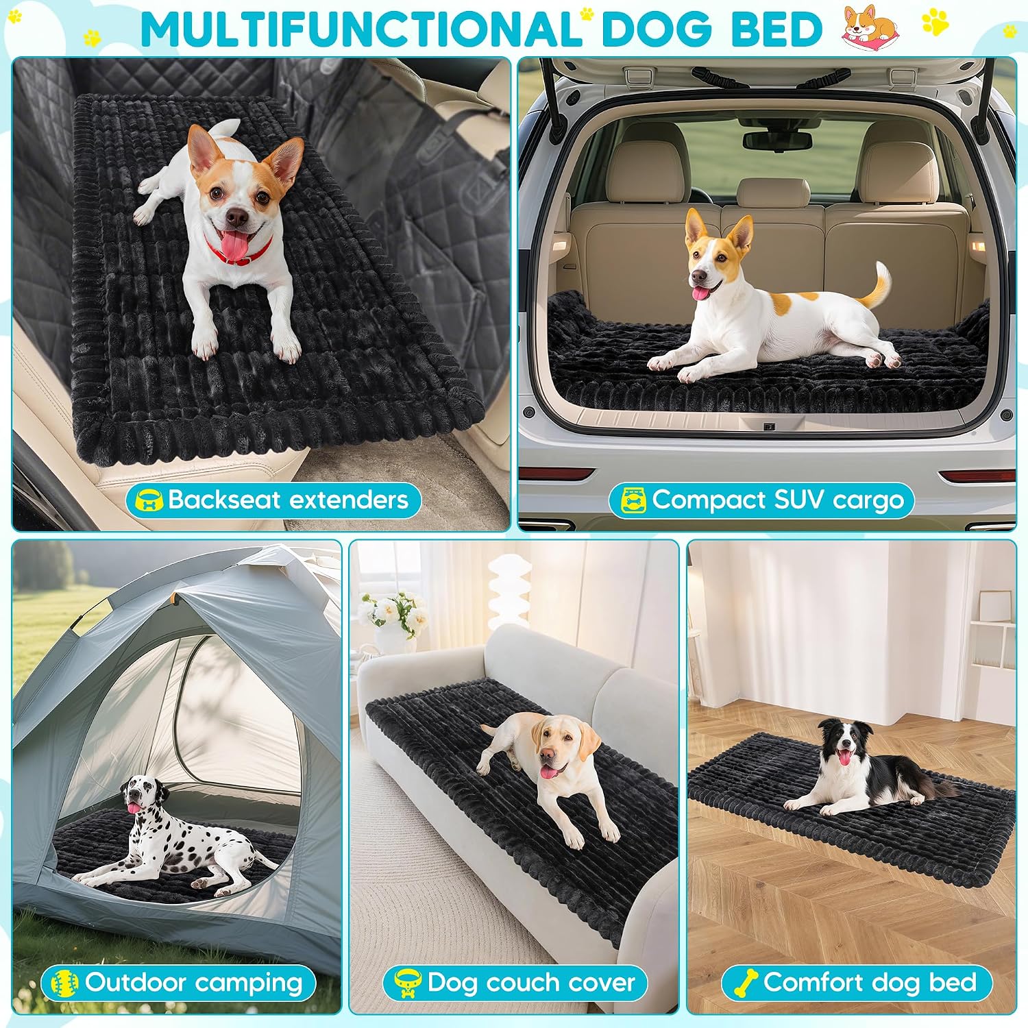Thumbnail 6 de Loiion Hundematte Auto Rückbank – Weiche Hundedecke 127 × 62,5 × 2,5 cm, Schwarz