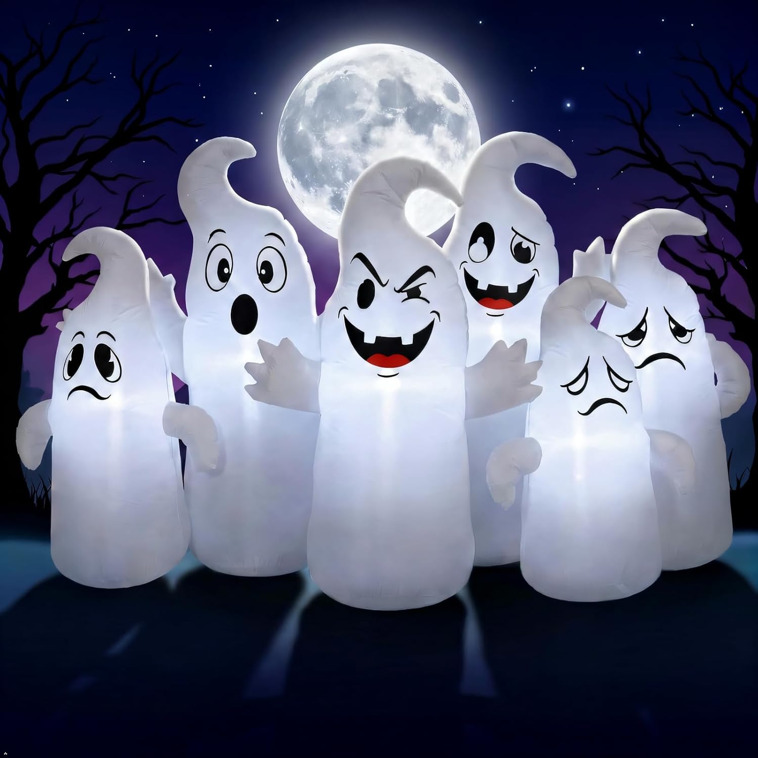 Detalle de IRETG 8FT Halloween Inflatable, 5FT Tall with Six LED-Lit Ghosts