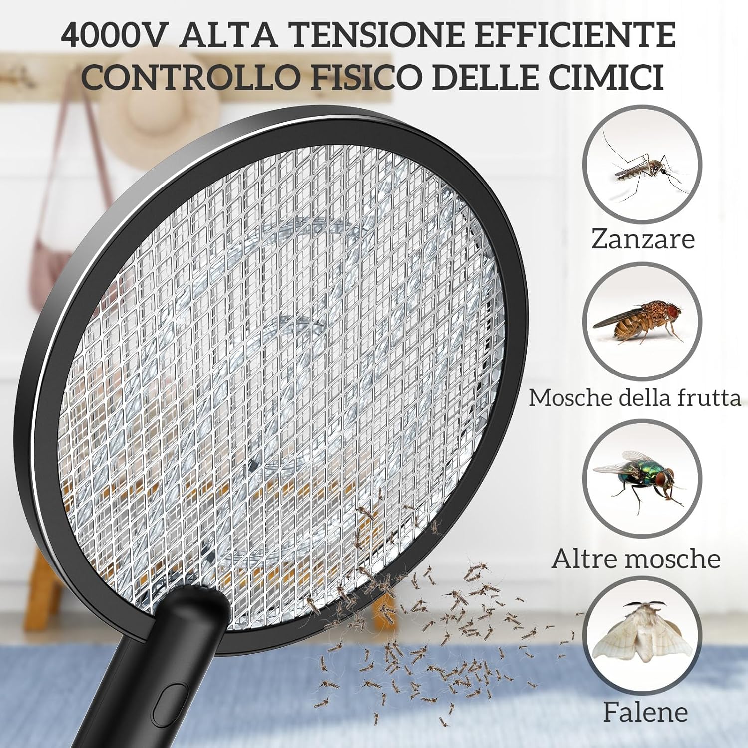 Thumbnail 1 de PALONE Racchetta Zanzare Elettrica 2x4000V con USB Ricaricabile e LED 2-in-1: protezione efficace per casa, giardino e campeggio