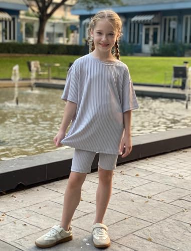 Detalle de Arshiner Mädchen Set Trainingsanzug Kinder – Tuta sportiva con Shorts e T‑Shirt, 5-6 anni