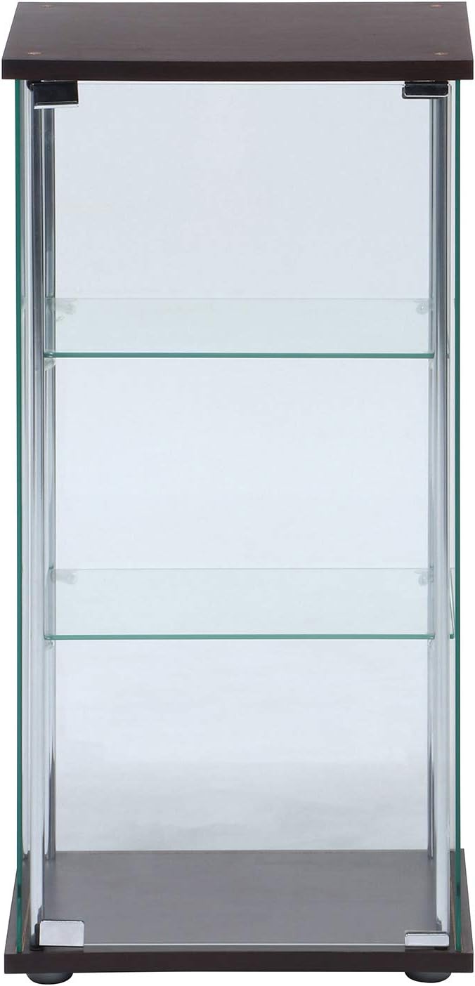 Detalle de 不二貿易 96049 コレクションケース 3段 強化ガラス・ブラウン 幅42.5×奥行36.5×高さ86cm