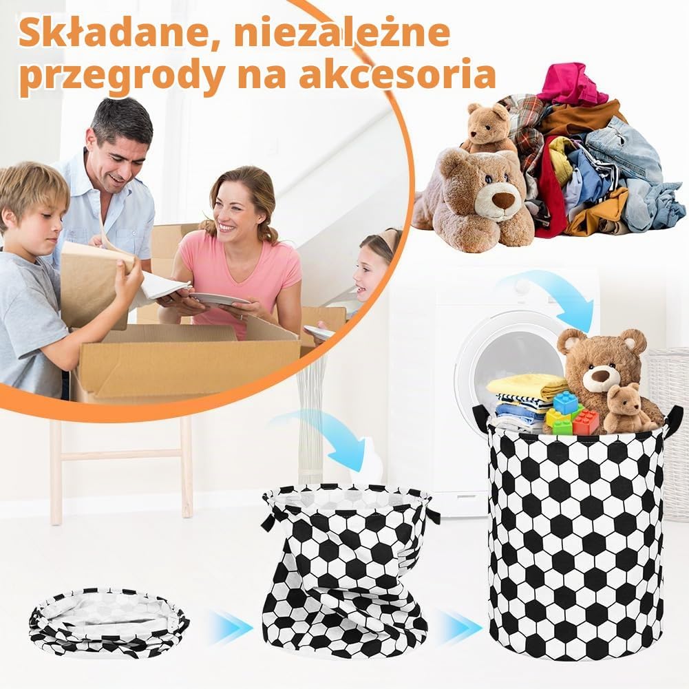Detalle 1 de AUAUY 5755140 – składany kosz na pranie 40 × 50 cm, piłka nożna