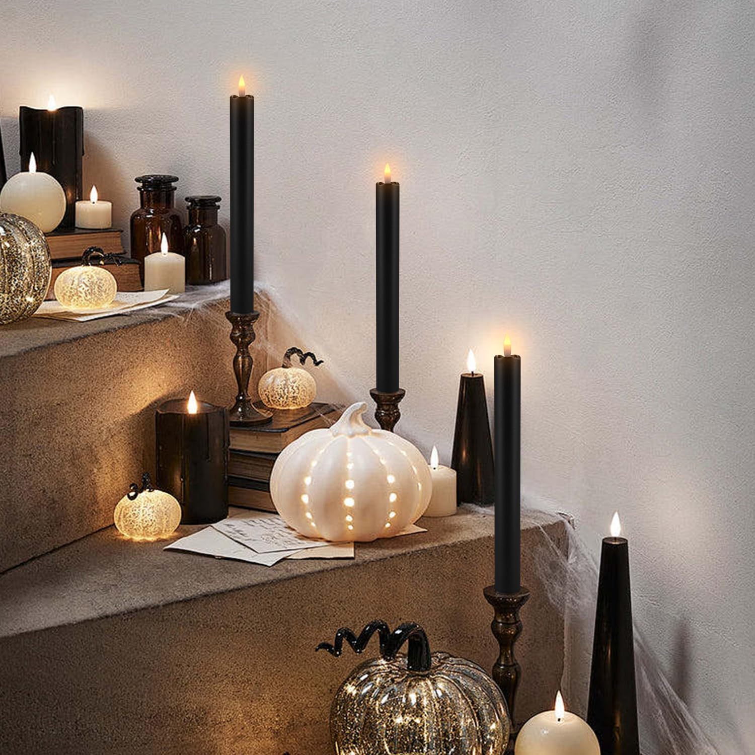 Thumbnail 6 de TLNFHRPI RTY1023 Black Flameless Taper Candles, 24-Pack with Remote and Timer