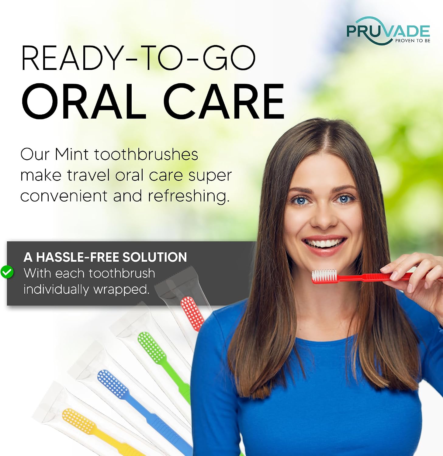 Detalle 2 de Pruvade Disposable Toothbrushes 144 Pack