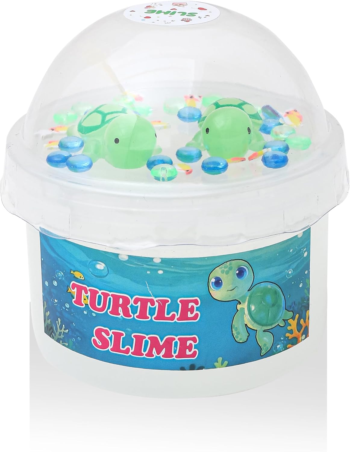 Detalle de Clear Glitter Slime Kit with Little Turtle Toy — Crunchy, Non-Sticky DIY Craft for Girls 6-14