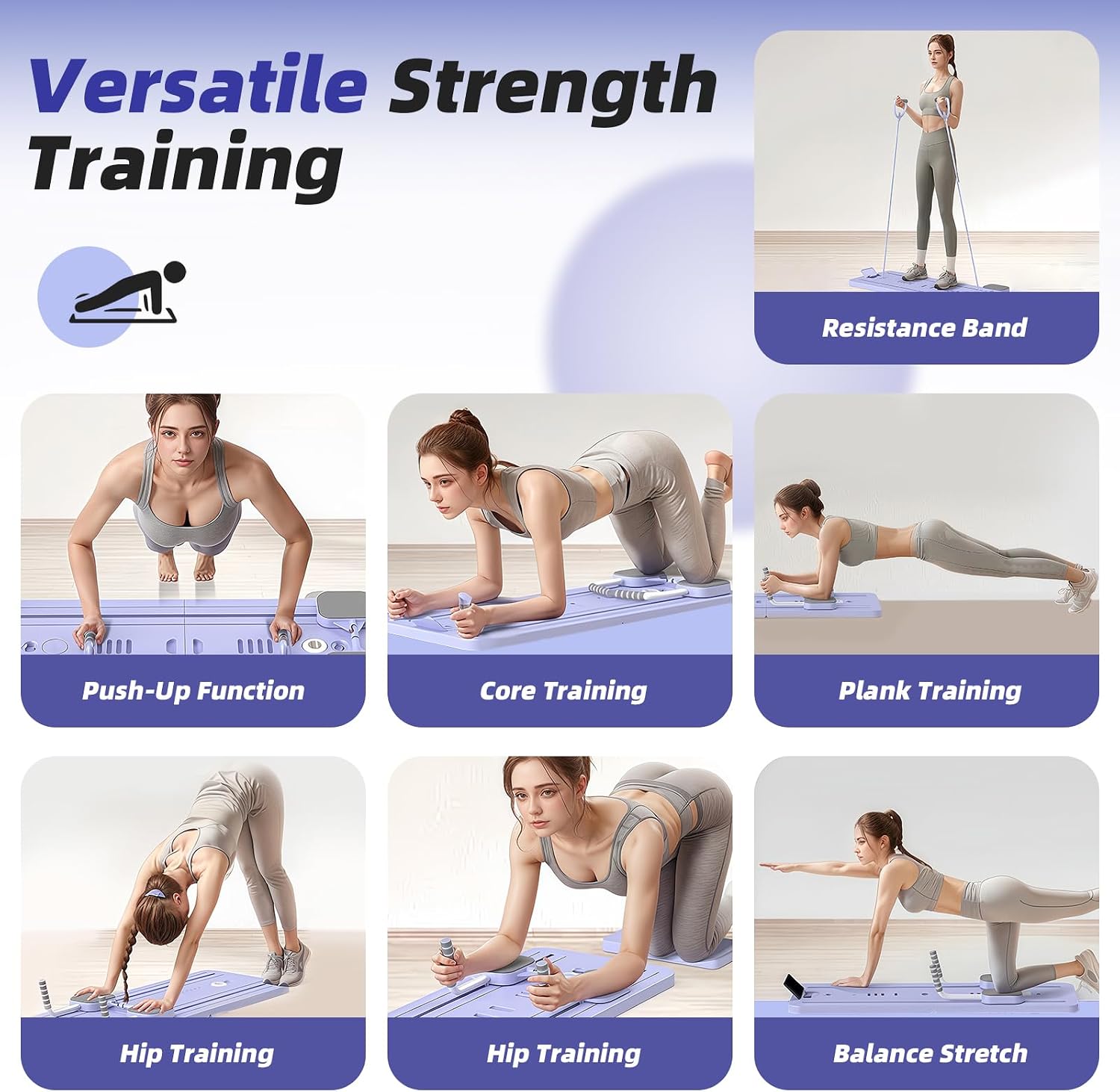 Detalle de Pilates Reformer pieghevole multiuso per casa – Tavola Fitness con rimbalzo automatico e binario silenzioso
