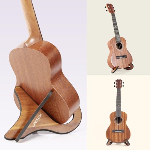 Detalle de LINRAX Ukulele Ständer – Universal X-Rahmen Holzständer für Ukulele, Geige & weitere kleine Instrumente