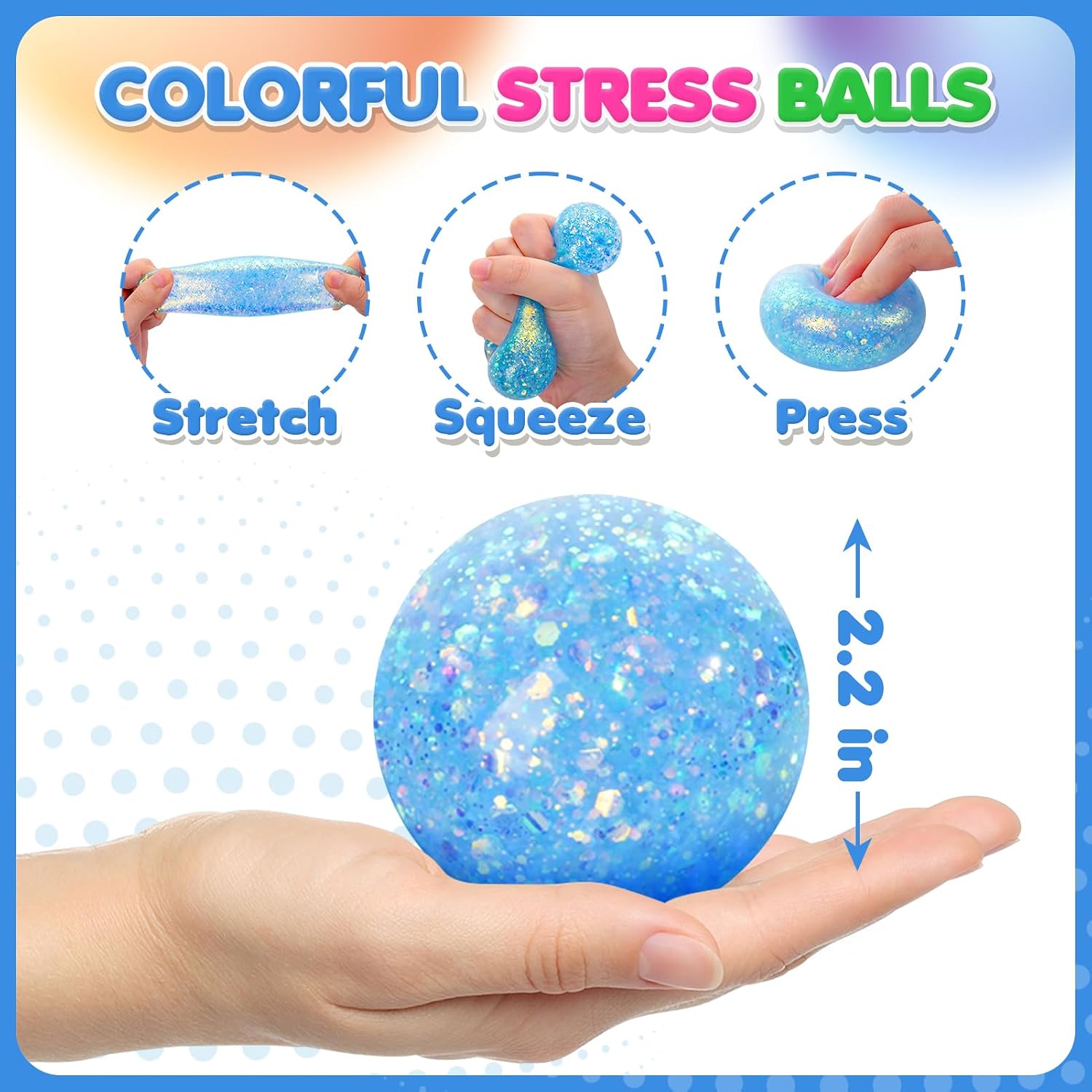 Thumbnail 2 de 6 Set Squishy Sensory Stress Balls for Adults: Calming Fidget Toys to Relieve Anxiety and Improve Focus