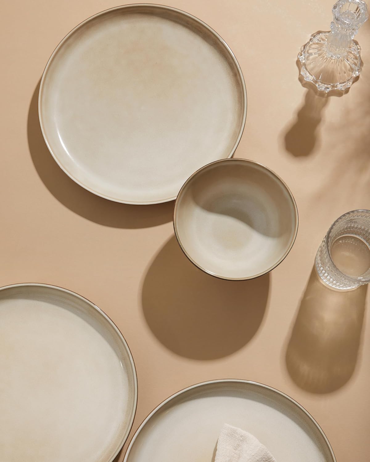 Thumbnail 6 de Pokini 24-Piece Dinnerware Set for 8: Modern Stoneware in Mocha Beige